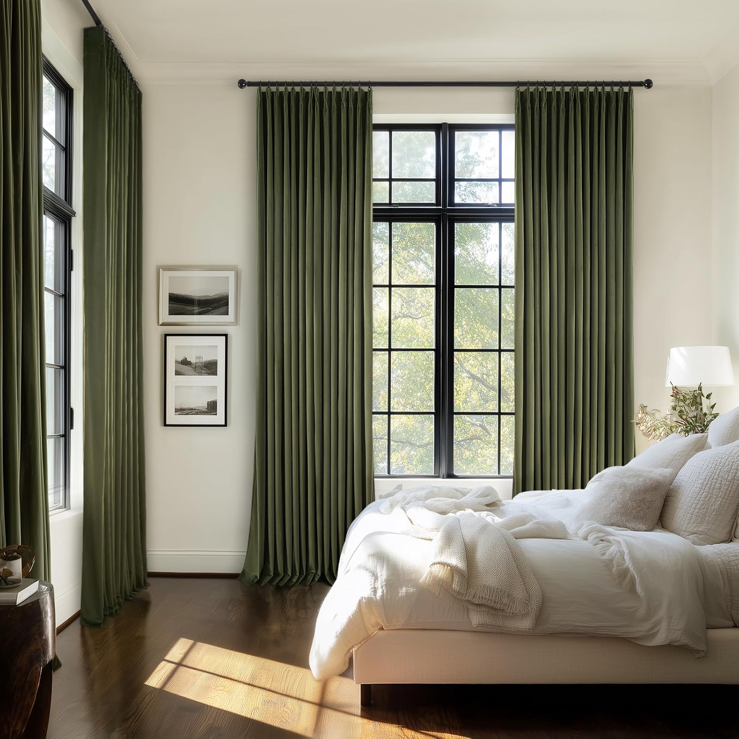 Drapenova 96 inches long Green Velvet Curtains for Living room Bedroom Luxury Vintage Room Darkening Blackout Thermal Insulated Pinc…