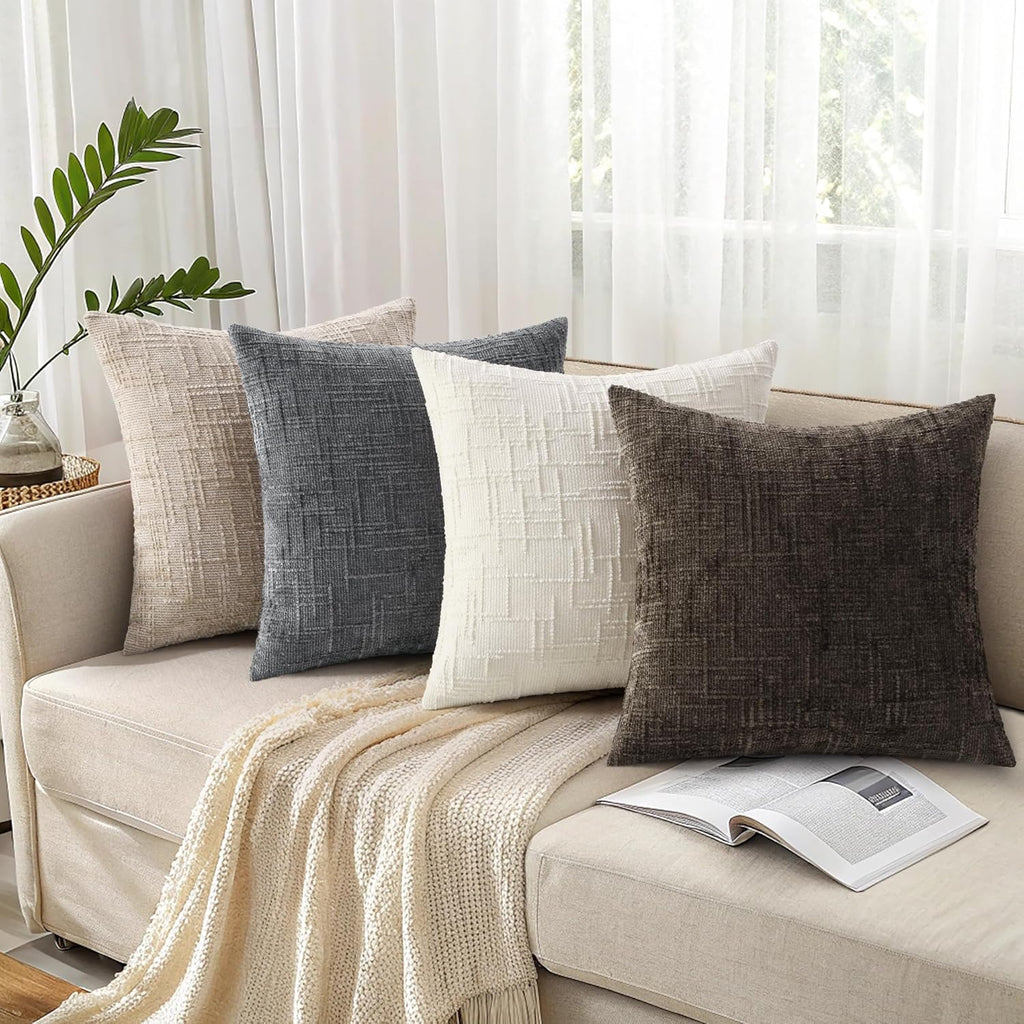 decorUhome Dark Brown Chenille Throw Pillow Covers 18x18 Set of 2 Textured Soft Cozy Slubby Couch Pillow Covers Modern Farmhouse Boho Decor…