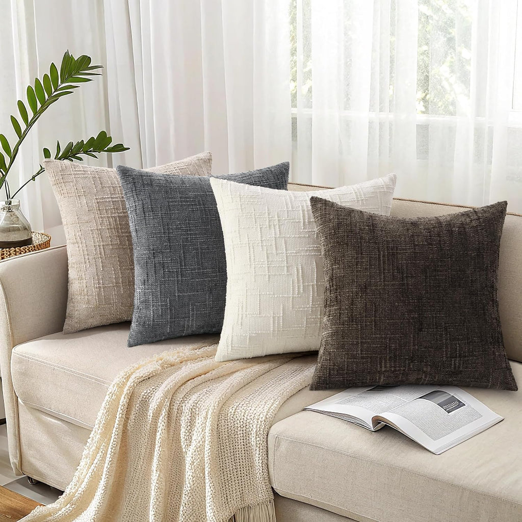 decorUhome Dark Brown Chenille Euro Sham Throw Pillow Covers 26x26 Set of 2 Textured Soft Cozy Slubby Couch Pillow Covers Modern Farmhouse…