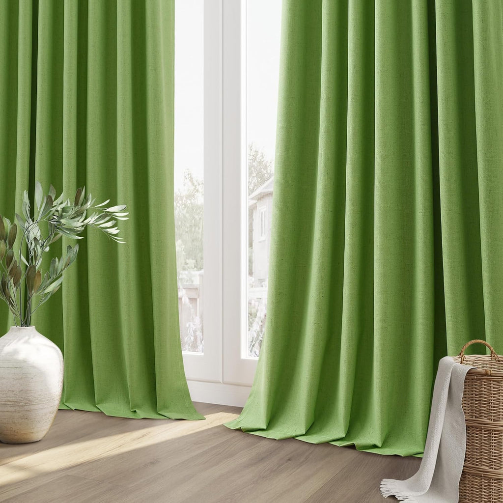 Guken 100% Blackout Curtains 120 Inch Length 2 Panels Set for Living Room Bedroom Back Tab Thermal Insulated Black Out Linen Drapes Room Da…