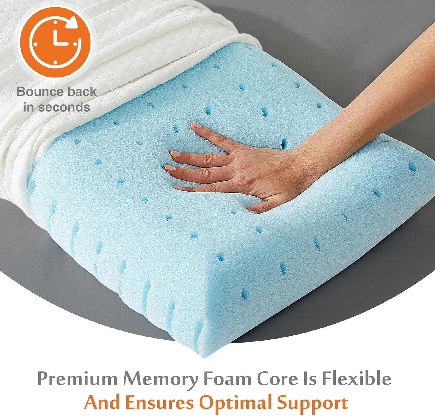 Sweetcrispy Back and Side Sleeper Support, White Gel Cooling Memory Foam Pillows for Sleeping, Bed Pillows for Adults with Breathable Mesh…
