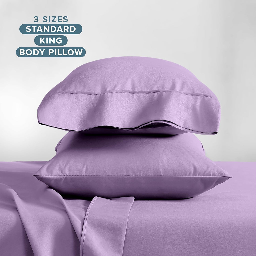 BareHome Bare Home Microfiber Pillow Cases - King Size Set of 2 - Cooling Pillowcases - Double Brushed - Lavender Pillowcases 2 Pack - Easy…
