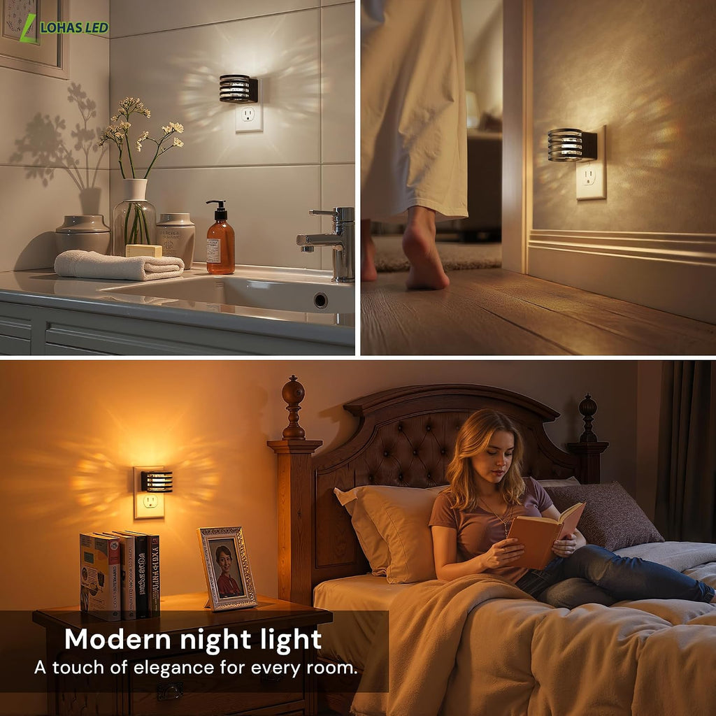 L LOHAS LED Night Lights Plug into Wall, 4 Pack 3CCT Night Light with Dusk to Dawn Sensor, Amber/3000K/5000K Color Changing Night-Lights…