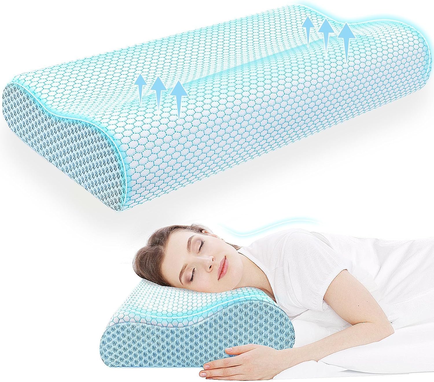 CloudBliss Memory Foam Pillow, Ergonomic Neck Contour Cervical Pillow for Back and Shoulder Pain, Orthopedic Pillow for Neck, for Sleeping…