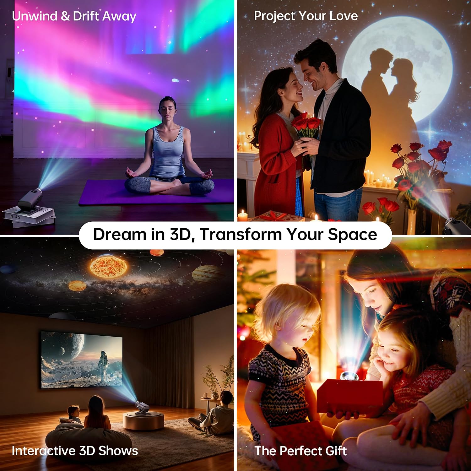 Homelist 3D Galaxy Projector Light for Kids & Adults with White Noise & Bluetooth Speaker, 60 Scenes Star Projector Night Light f…