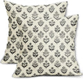 Black Grey Gray Block Print Pillow Covers 18x18 Inch Set of 2, Vintage Floral Decorative Throw Pillow Cases Boho Cushion Covers Rustic…