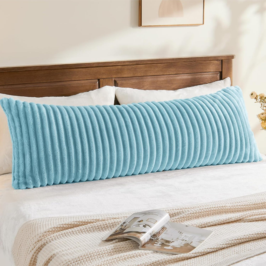 Bedelite Fluffy Faux Fur Body Pillow Cover with Zipper, Luxury Plush 3D Striped Pillow Cover 20x54 Inches, Super Soft and Cozy Long Body Pi…