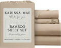 KARISSA MAE Pure Viscose from Bamboo 34" Split Top King Size Sheet Set | 100% FSC Certified | Luxuriously Soft | Cooling | 18" Deep…