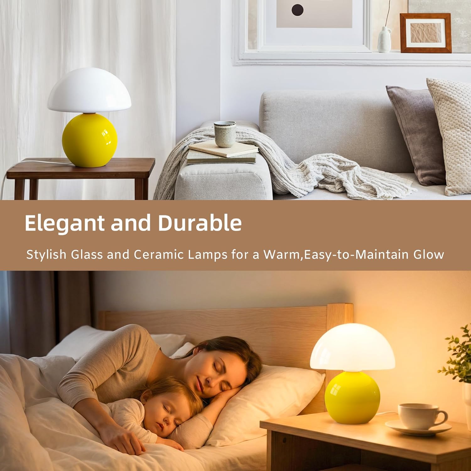 Dawnwake Mushroom Lamp Desk Lamp for Bedroom, Table Bedside Small Lamps for Living Room, Mushroom Decor Cute Mini Modern Mid Century Lamps…