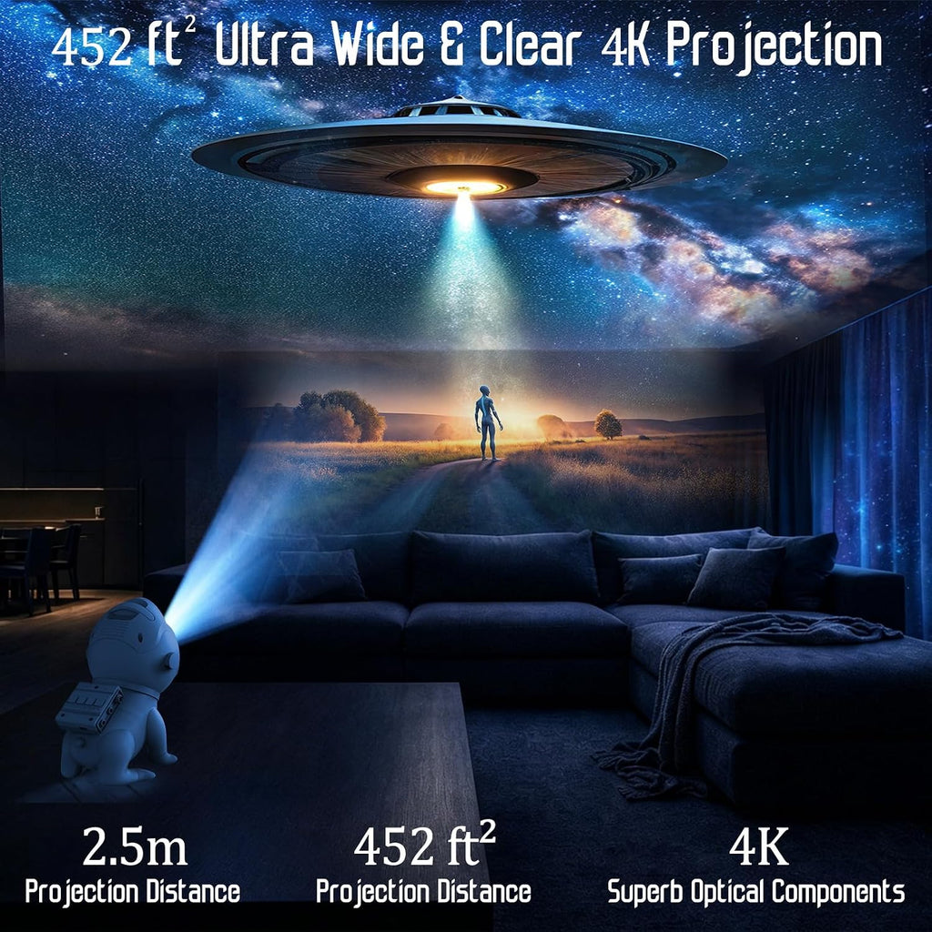 Upgraded Planetarium Projector with White Noise & Bluetooth Speaker, Astronaut Space Light Galaxy Projector for Bedroom, Ceiling Star…