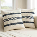 MIULEE Set of 2 Navy Blue Boho Decorative Pillow Covers 18x18 Inch Farmhouse Rustic Couch Throw Pillows Modern Spring Cotton Cushion…