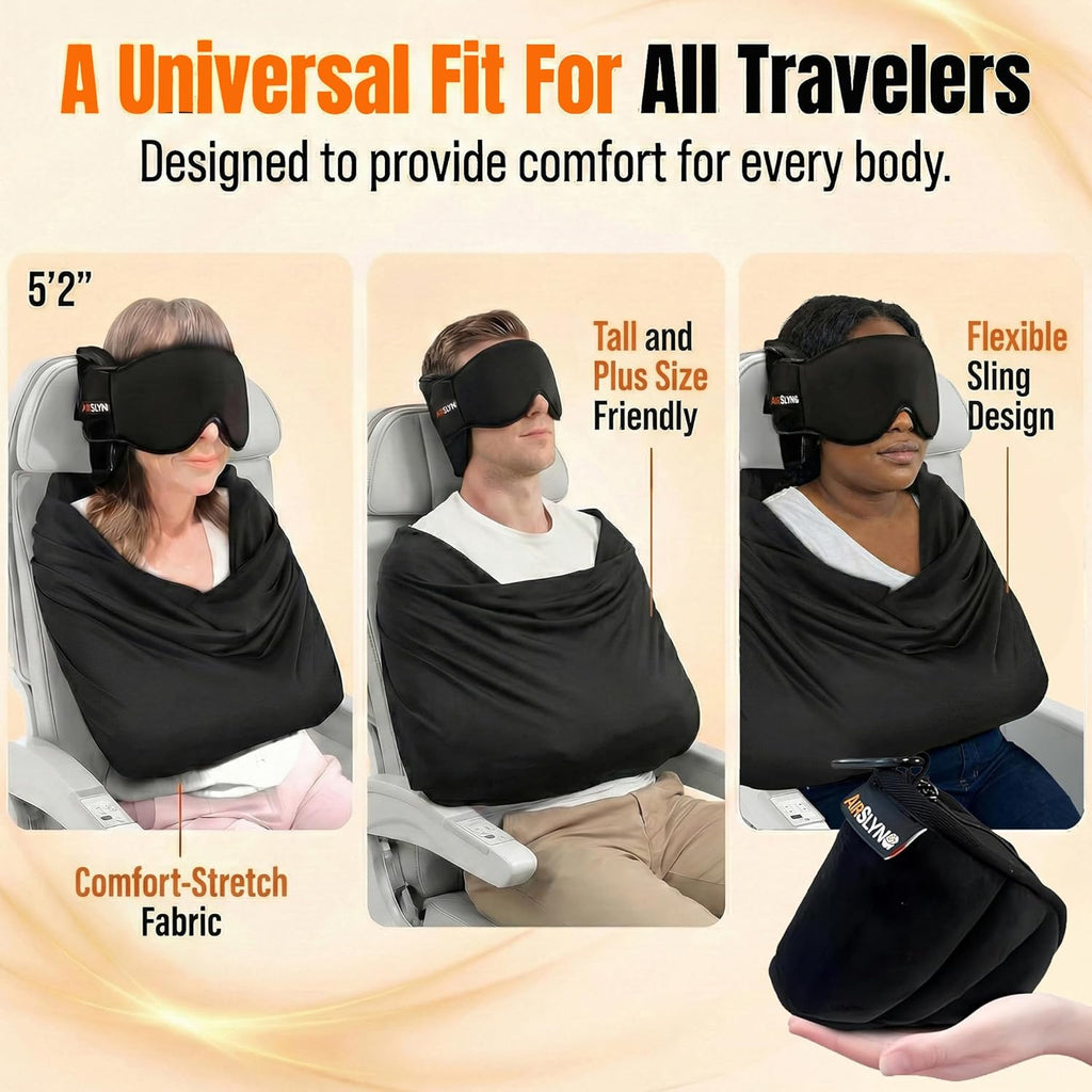 3-in-1 Airplane Sleep Support System - Integrated Plane Sleeping Accessories with Memory Foam Long Haul Flight Pillow, Adjustable Travel…