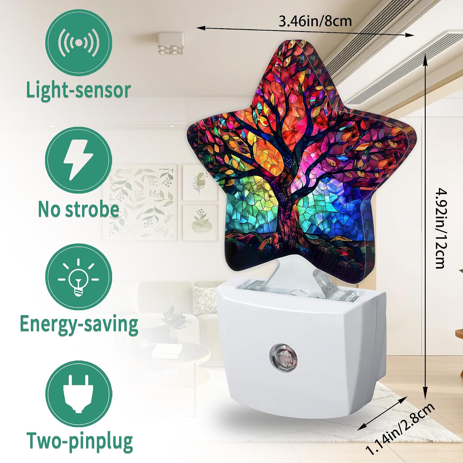 Tree of Life Star Night Light Plug in, Soft Glow Night Light for Kids Bedroom Nursery, Gentle Warm Light for Sleep, Compact Lamp for…