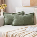 MIULEE Decorative Lumbar Throw Pillow Covers for Couch Bed Livingroom 12x20 Inch Set of 2 Light Olive Green Boho Accent Throw Pllows…