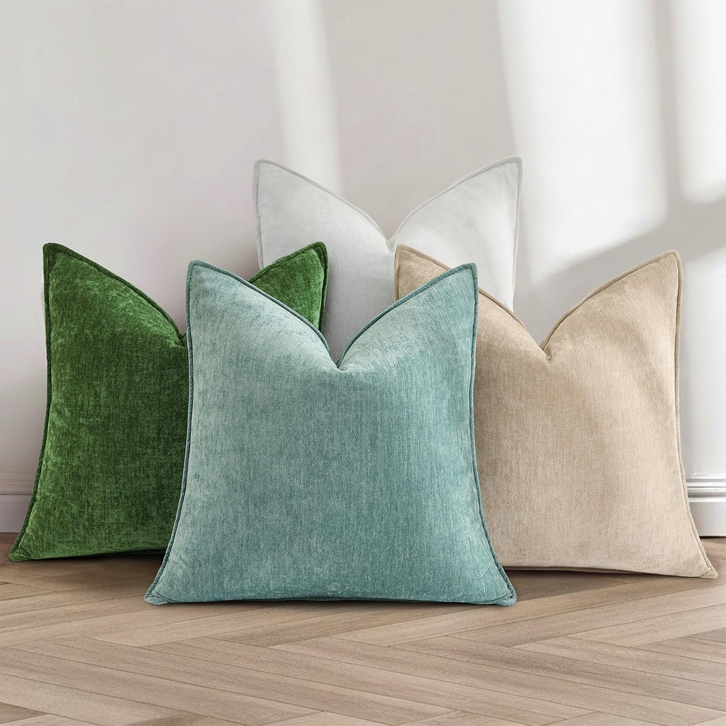 decorUhome Summer Couch Throw Pillow Covers 16x16 Set of 2, Decorative Soft Velvet Modern Cozy Chenille Pillow Cases with Elegant Design fo…