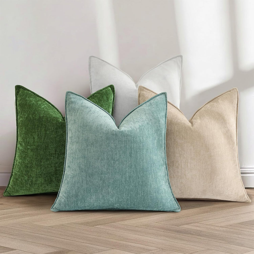 decorUhome Summer Couch Throw Pillow Covers 20x20 Set of 2, Decorative Soft Velvet Modern Cozy Chenille Pillow Cases with Elegant Design fo…