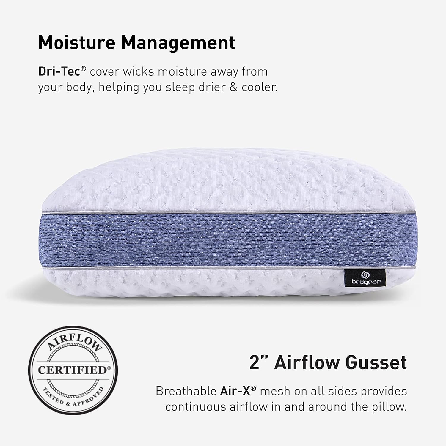 Bedgear Balance Performance Pillow – 2.0 - Moisture Wicking Bed Pillow for All Sleep Positions - Medium Firmness Bed Pillow - Washable…