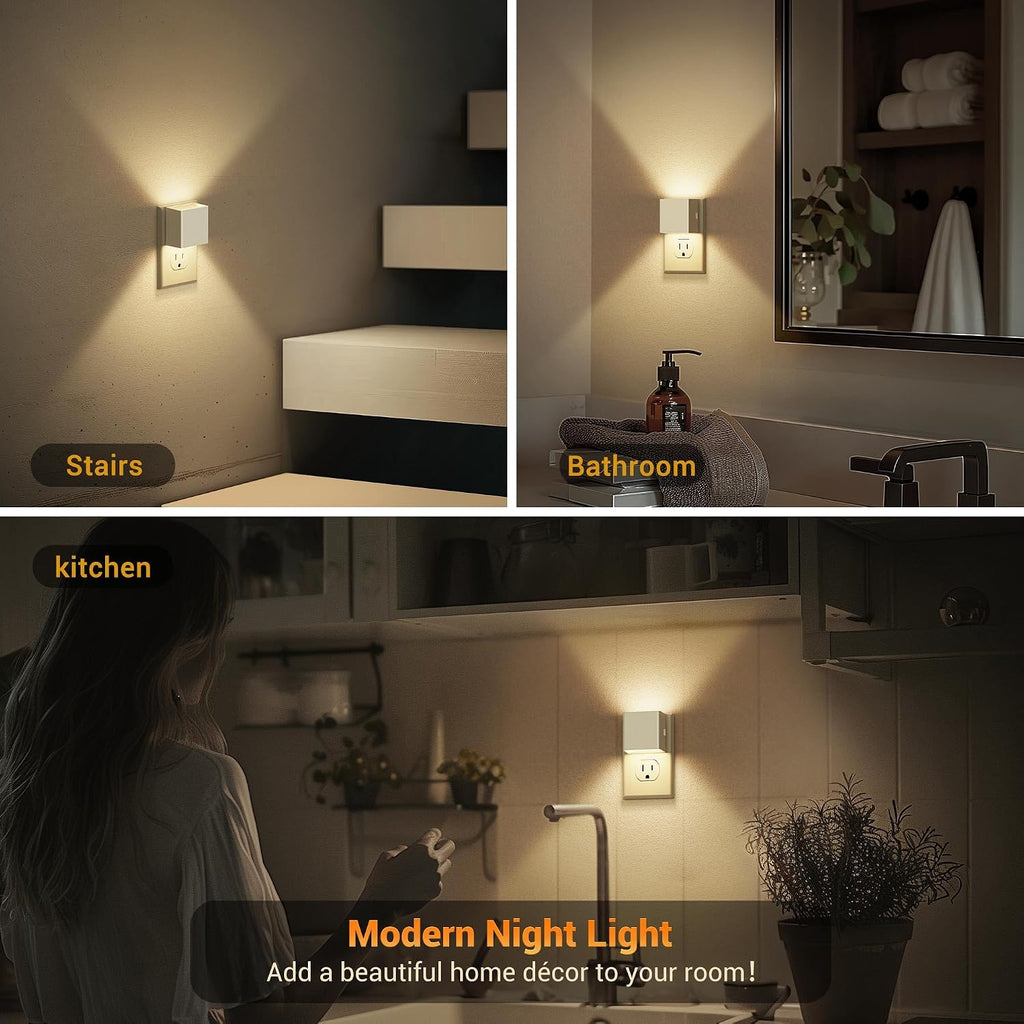 JandCase Night Light, Automatic Night Lights Plug into Wall, Dusk to Dawn,2 Pack Soft White 3000K Brightness Adjustable Nightlight for Kids B…
