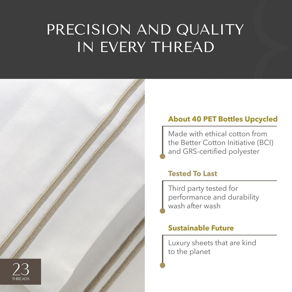 23Threads 23 THREADS X101 Series Cotton Percale Rich Bed Sheets and Pillowcases Set, 15 Inch Deep Pocket, Luxury Cooling Bedding Linen, Kin…