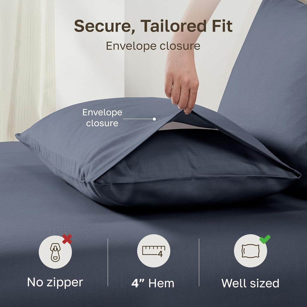 CaliforniaDesignDen California Design Den 100% Egyptian Cotton Pillow Cases Standard/Queen Set of 2 - Crisp Percale Feel, Soft & Breathable…