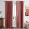 Miulee 100% Blackout Linen Curtains for Bedroom, Dusty Rose Solid Luxury Decor Thermal Insulation Room Darkening Drapes for Living Room Nur…