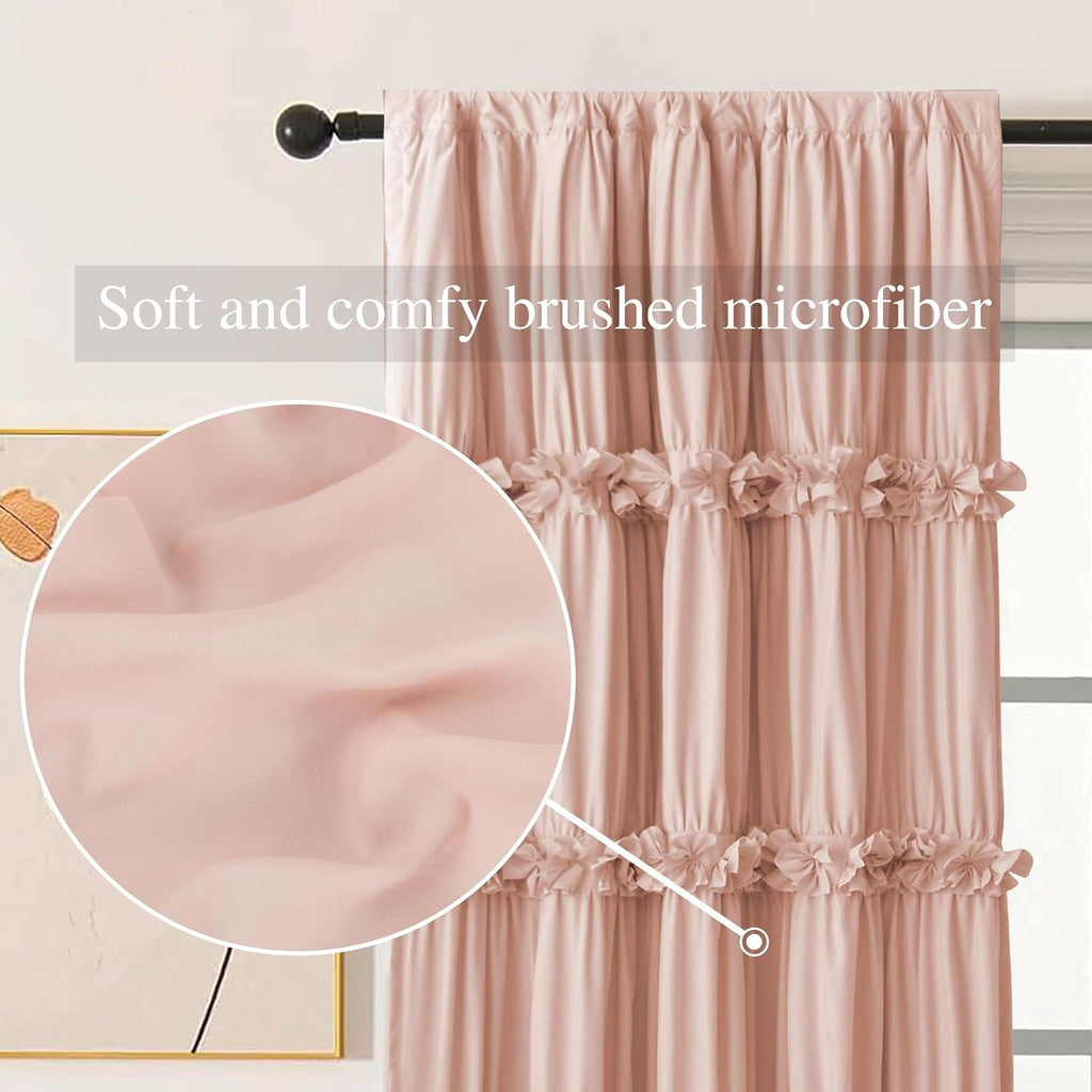Homechoice Decor Thermal Insulated Blackout Window Curtains, 42" W x 63" L (Pair), Boho Ruched Window Treatments with 3 Rows of Butterfly…
