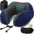 ExploreBliss Travel Pillow, Travel Pillows for Sleeping Airplane, Neck Pillow Airplane, Memory Foam Neck Pillow Set with Eye Mask, Earplugs…