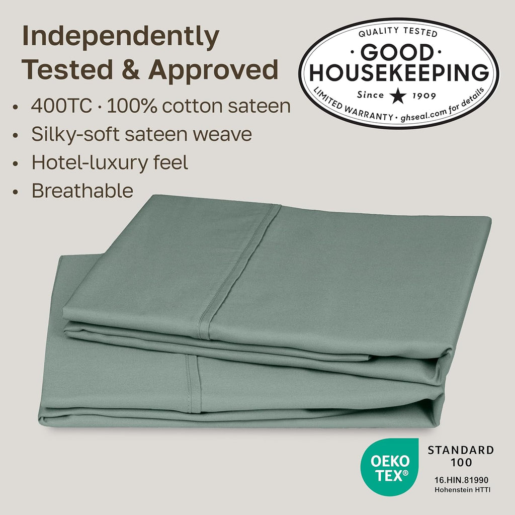 CaliforniaDesignDen California Design Den Standard Queen Size Pillowcase Set - 400 Thread Count, 100% Cotton Sateen, Set of 2 Pillow Covers…
