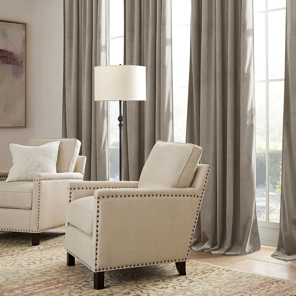 Rybhome RYB HOME Taupe Velvet Curtains for Bedroom Living Room, Thermal Insulated Privacy UV Heat Blocking Luxurious Drapes for Nursery Din…