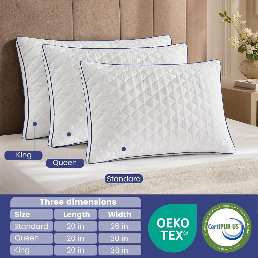 Downstoria Shredded Memory Foam Pillows Queen Size Set of 2, Medium Firm Bed Pillow for Sleeping, Soft Memory Foam Queen Pillows 2 Pack for…
