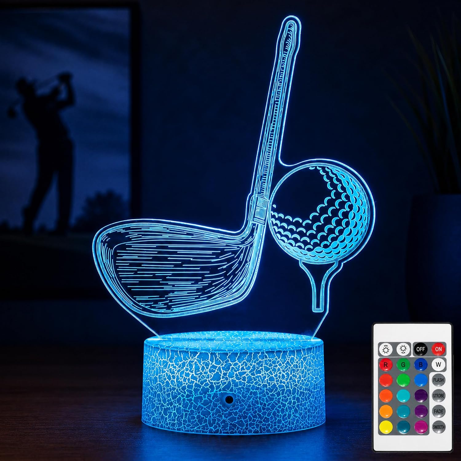 Golf Illusion Night Light, Remote, 16 Colors Changing RGB Flashing Mode Dimmable LED Lamp, Birthday Holiday Gifts for Boys Girls Teens…
