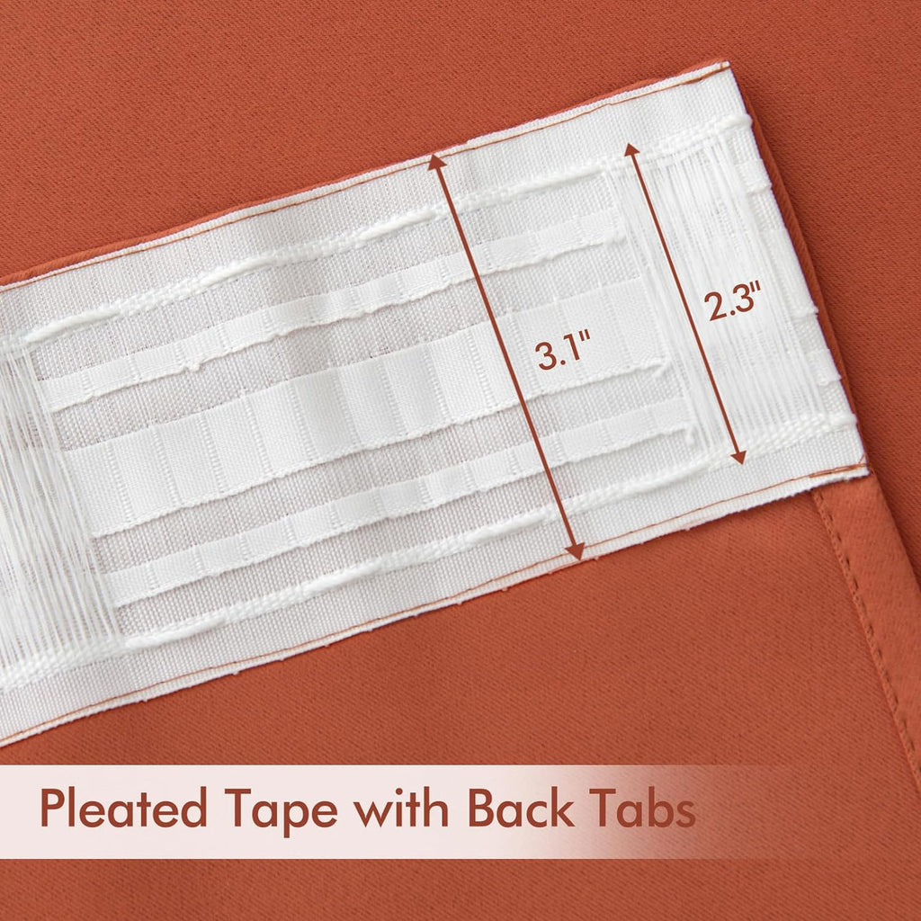 Miulee Back Tab Burnt Orange Blackout Curtains 108 Inch Long 2 Panels Set for Living Room Bedroom Privacy, Fall Terracotta Rod Pocket/Pinch…