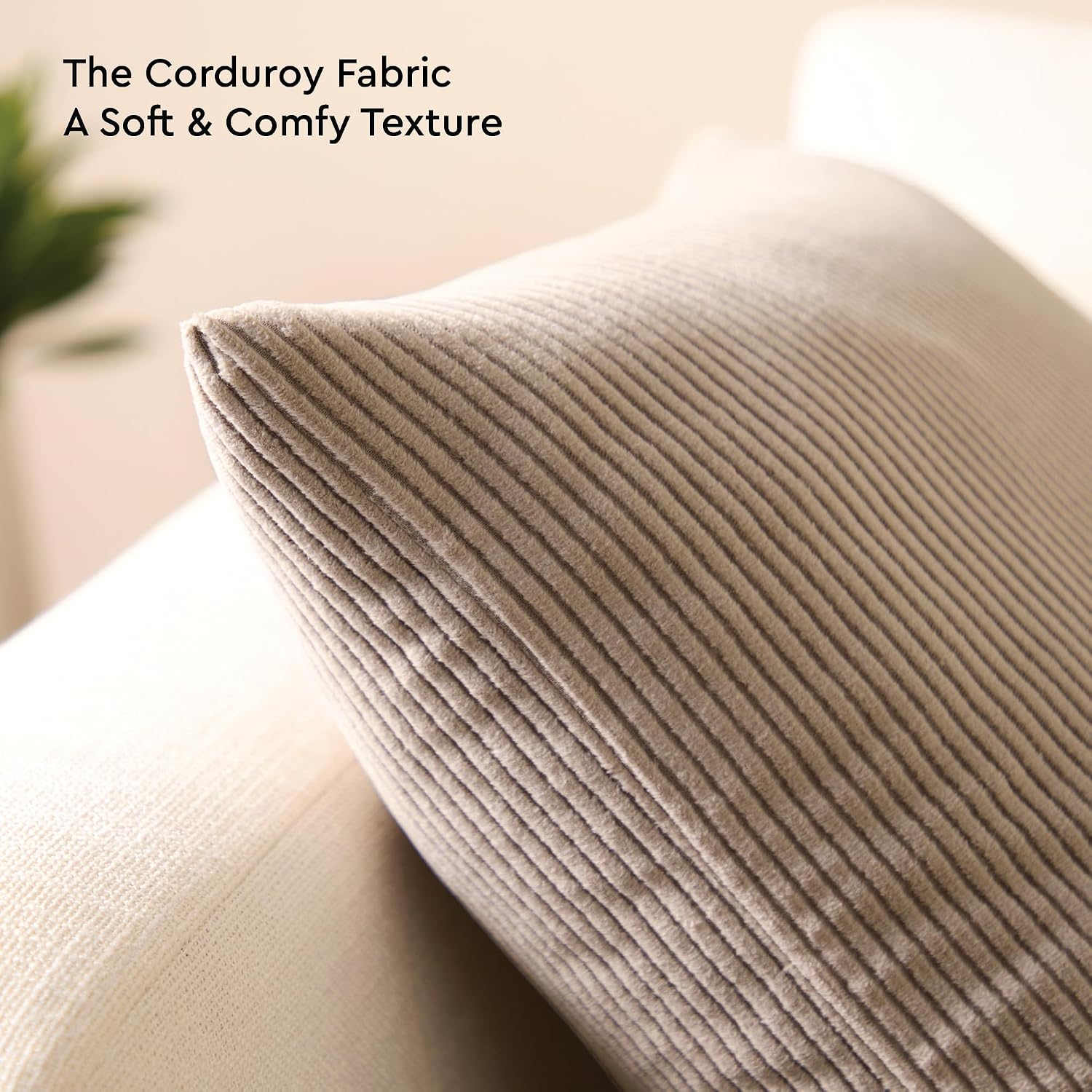 EncasaXO Encasa XO Corduroy Throw Pillows Covers 20"x20", Set of 2 Soft Textured Striped Boho Pillow Covers | Decorative and Cozy Cushion C…