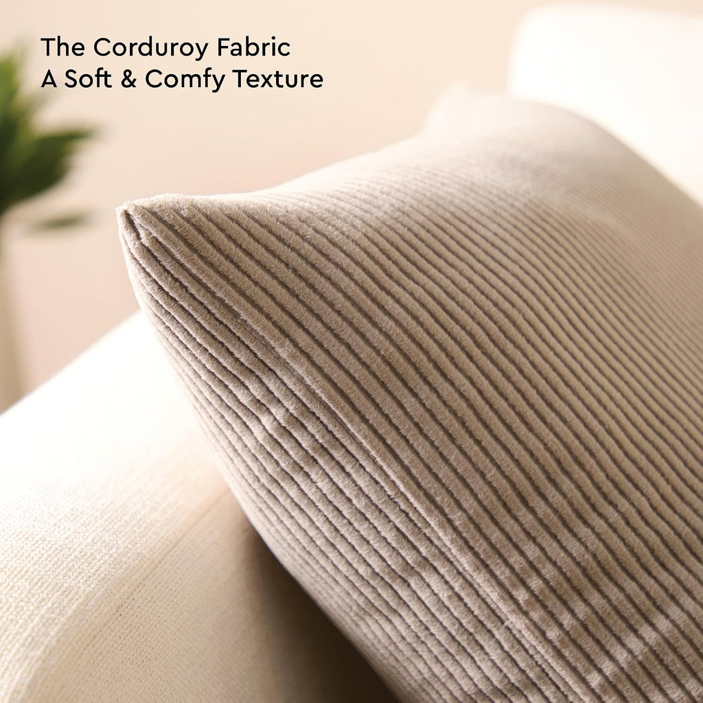 EncasaXO Encasa XO Corduroy Throw Pillows Covers 18"x18", Set of 2 Soft Textured Striped Boho Pillow Covers | Decorative and Cozy Cushion C…