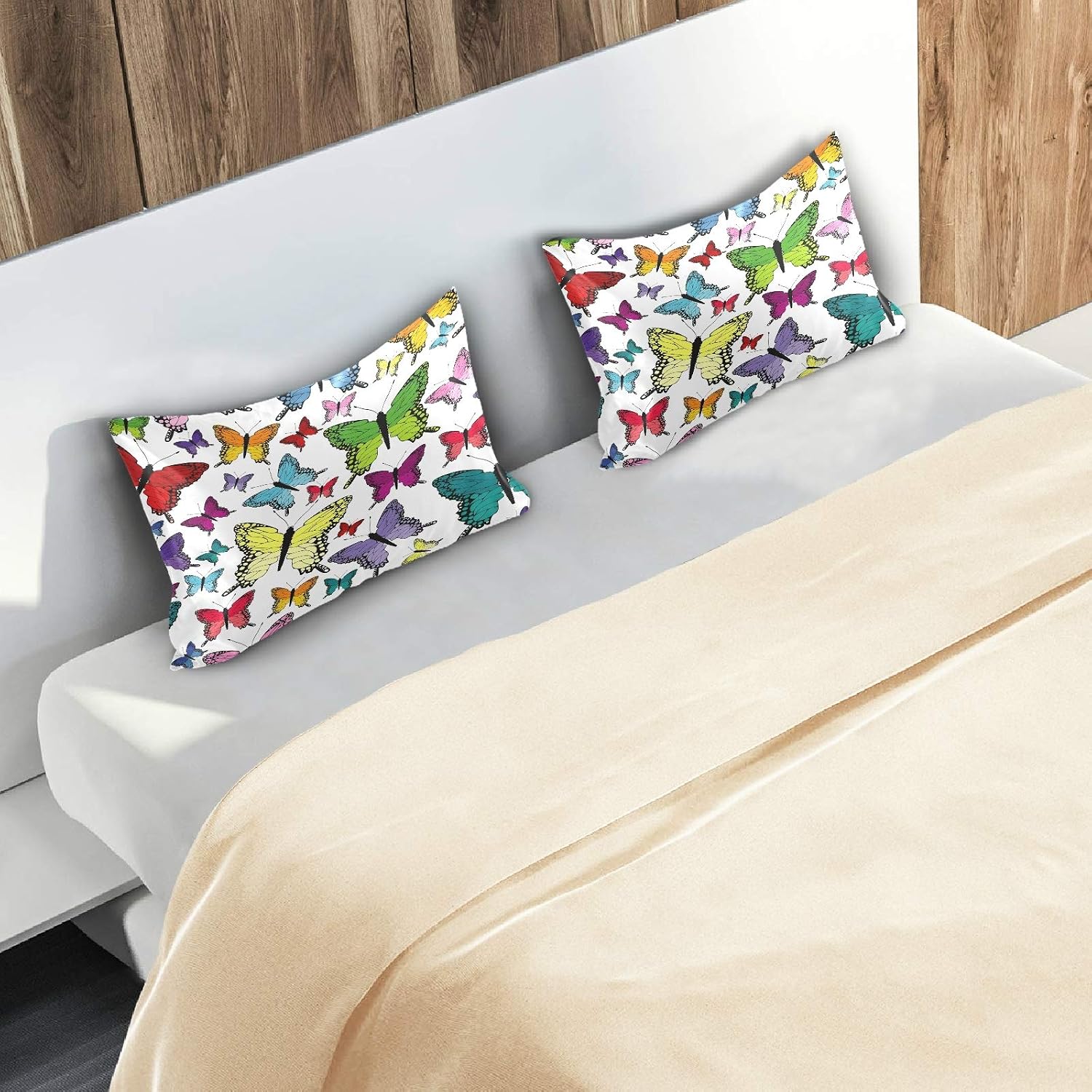 Blueangle Colorful Butterflies Satin Pillowcase for Hair and Skin Silk Pillowcase, Queen Size(20x30 inches) - Satin Pillow Covers with…