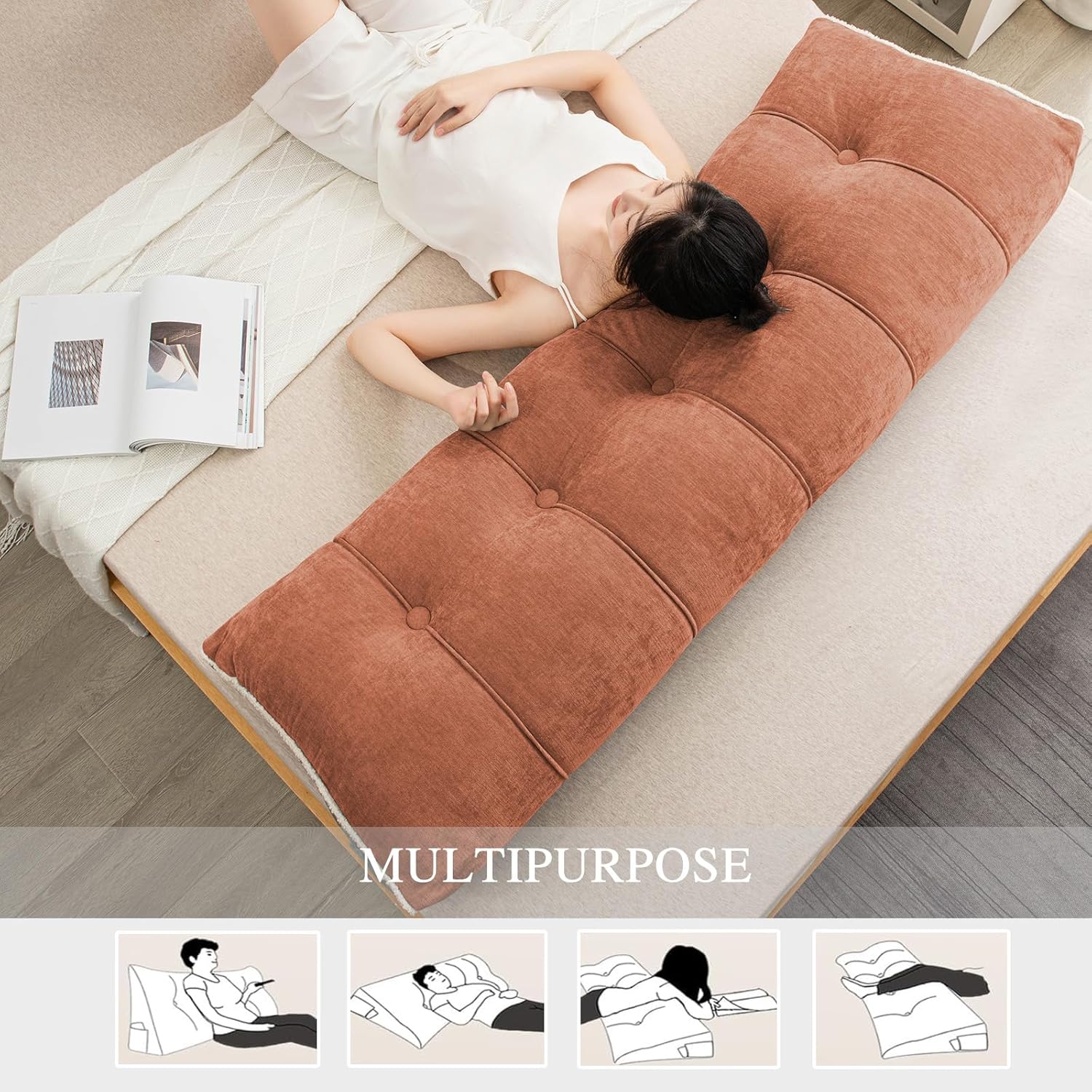Foreate Headboard Pillow King, Chenille Triangular Wedge Pillow Headboard King Size, Reading Setting Backrest Daybed Pillow for Bed Sofa…