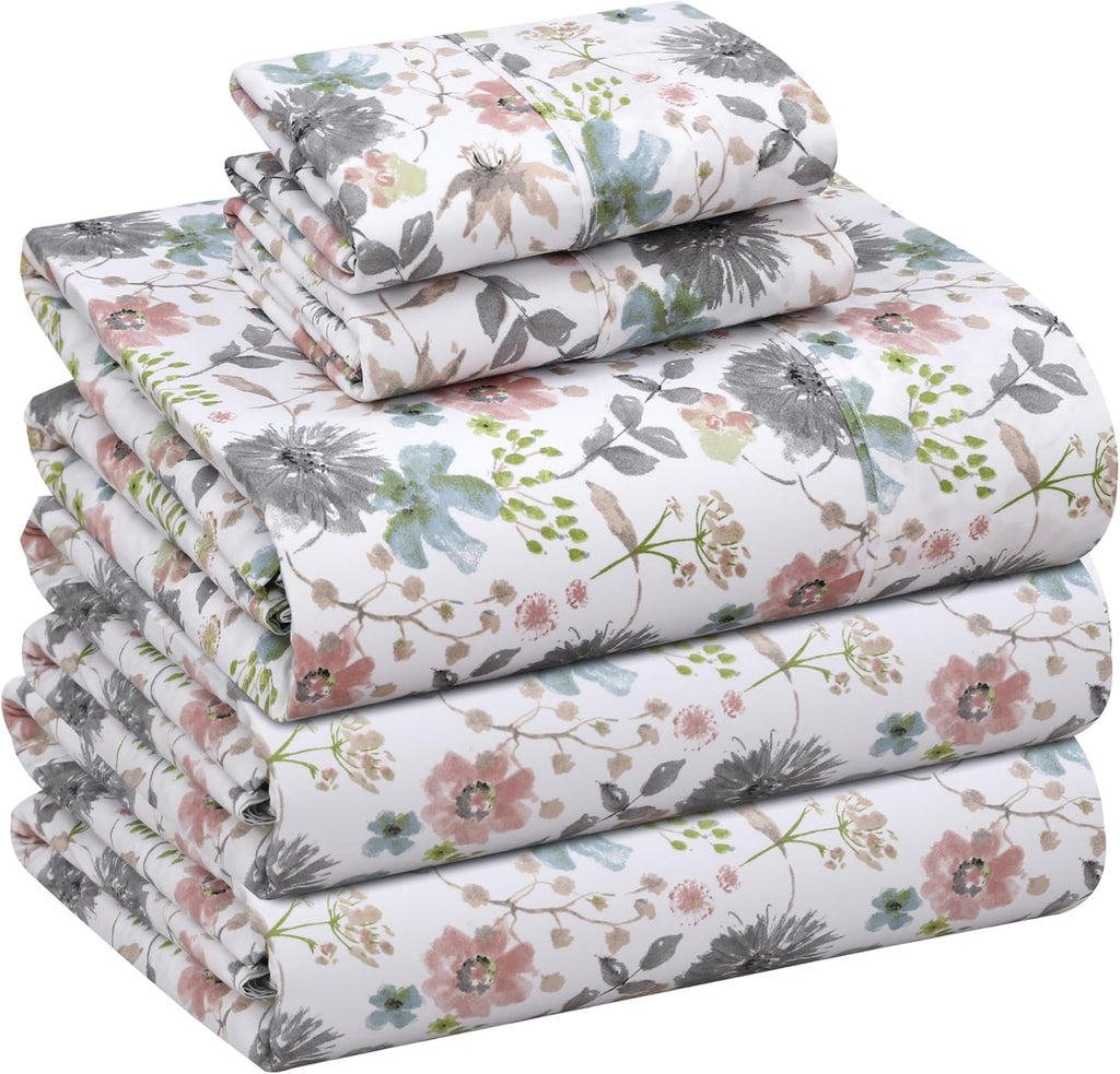 Ruvanti 100% Cotton Percale Sheets Split King Size – Crisp Cooling Bed Sheets for Hot Sleepers, Deep Pocket 16”, Soft Breathable & Durable…