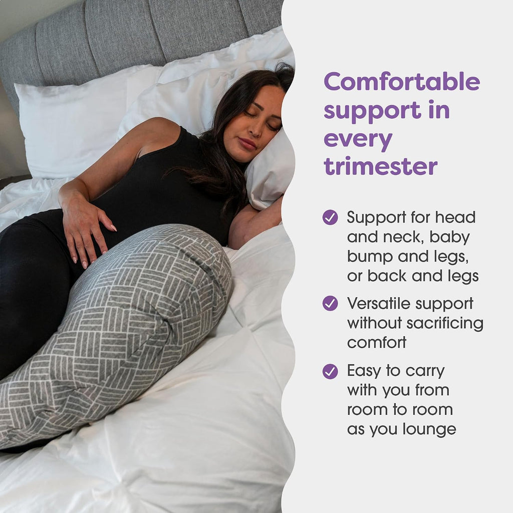 Boppy Cuddle Pregnancy Pillow - Compact Ergonomic Maternity Pillow, Versatile Support, Great Side Sleeper Pillow, Washable, with Cooling…