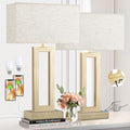 Seealle 22" Tall Bedroom Lamps for Living Room - Touch Gold Bedside Lamps with USB C+A, 3 Way Dimmable Lamp for Nightstand, Modern Night…