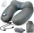 Inflatable Travel Neck Pillow for Airplanes, Super Soft Velvet Neck Support, Adjustable Firmness, Blow Up Plane Pillow for Long Flights…