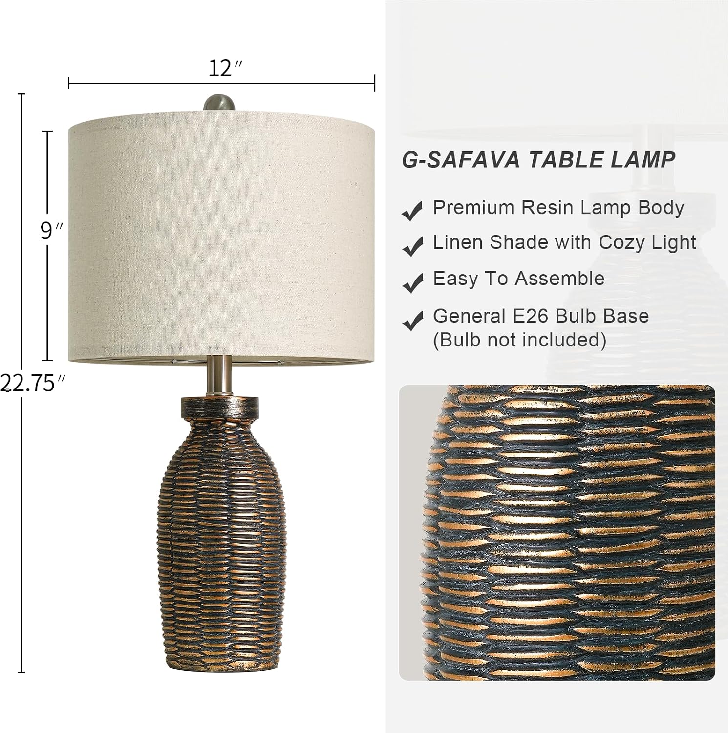 22.75" Table Lamps for Living Room Small Lamps for Bedroom Bedside Lamps Set of 2 Boho Lamps for Night Stands Nightstand Lamp Farmhouse…