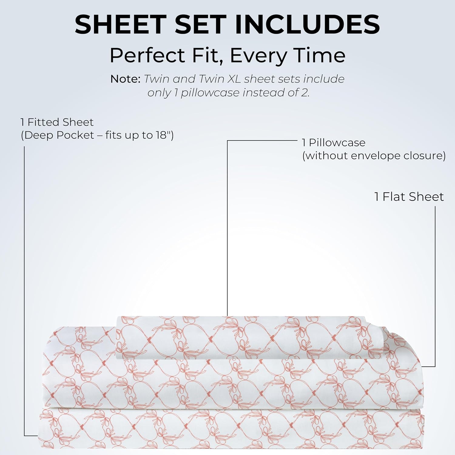 Twin XL Fitted Sheet with 18" Deep Pockets, Flat Sheet - Percale Weave Natural - Breathable 100% Cotton Bedding, 1 Fitted Sheet + 1 Flat…
