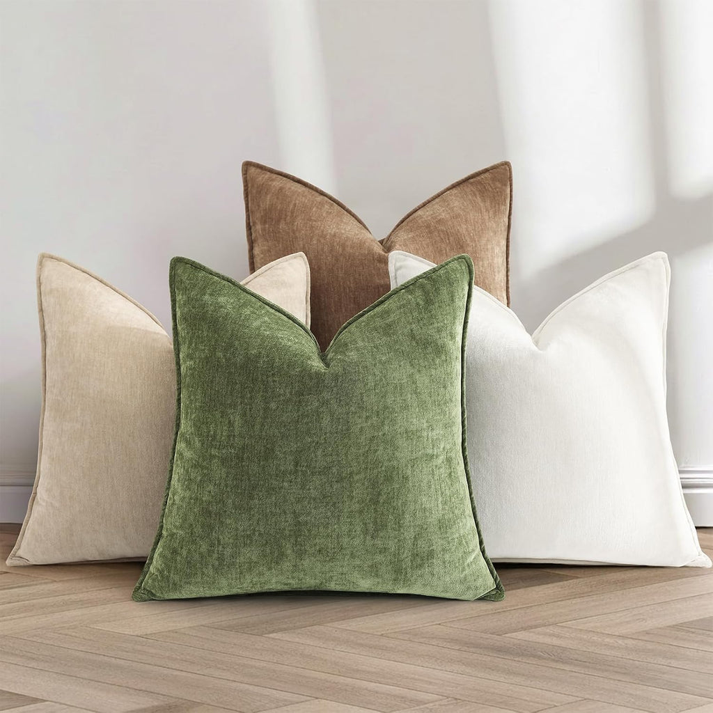 decorUhome Summer Couch Throw Pillow Covers 18x18 Set of 2, Decorative Soft Velvet Modern Cozy Chenille Pillow Cases with Elegant Design fo…