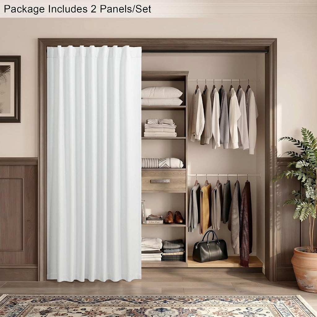 Pitalk 78 Inch Long Linen Textured Blackout Curtains 2 Panels Set for 76-80 inch Window Drapes Back Tab White Room Darkening Curtains for S…