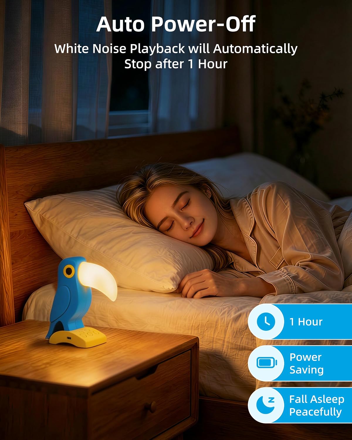 White Noise Sound Machine With 30 Soothing Sounds 7 Colors Night Light, Toucan White Noise Machine for Kids Adults Sleep Machines 5 Volume…