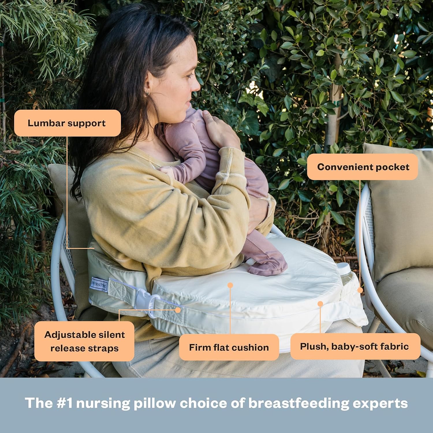 My Brest Friend Deluxe Organic Nursing Pillow 100% Organic Cotton Slipcover Ergonomic Breastfeeding Pillows Supports Both Mom and Baby…