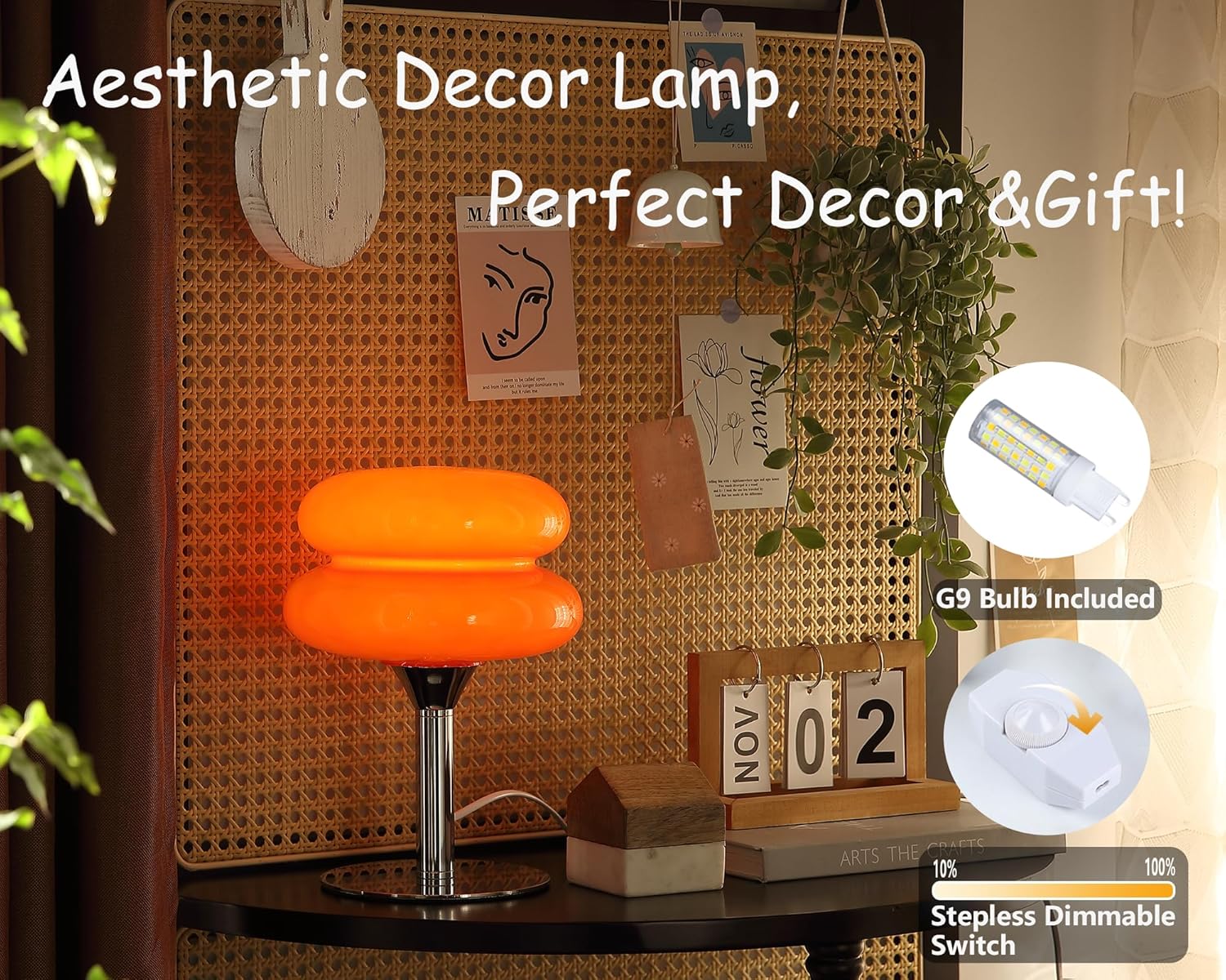 Glivpny Mushroom Lamp Table Lamp for Night Stands, Mid Century Modern Desk Lamps for Bedroom, Vintage Dimmable Bedside Small Cute Lamps…