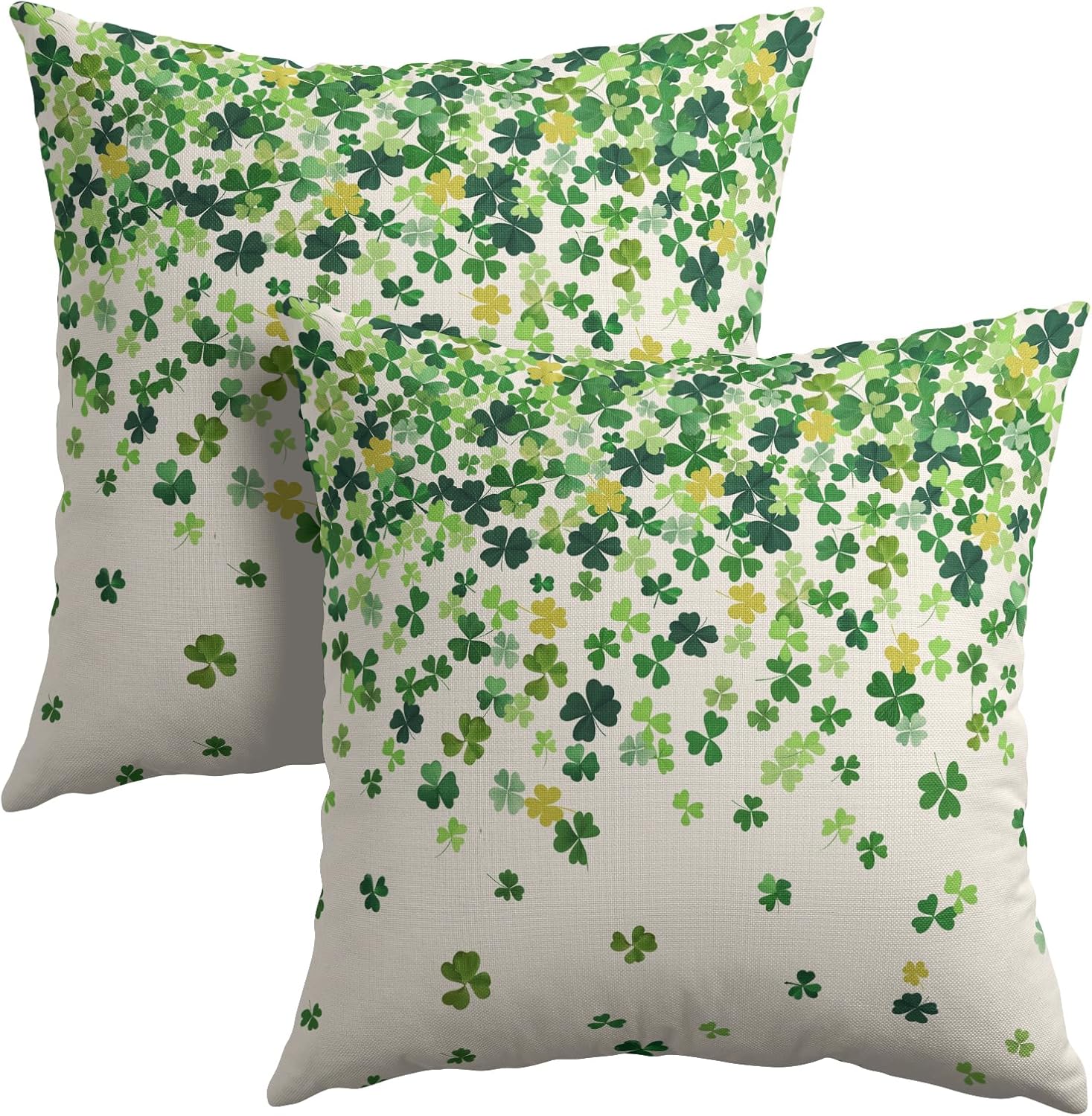 Granbey St. Patrick's Day Pillowcase 16x16 Inch 2 Pack Shamrocks Lucky Clover Throw Pillow Covers Saint Patrick Day Spring Cotton-Linen Squ…