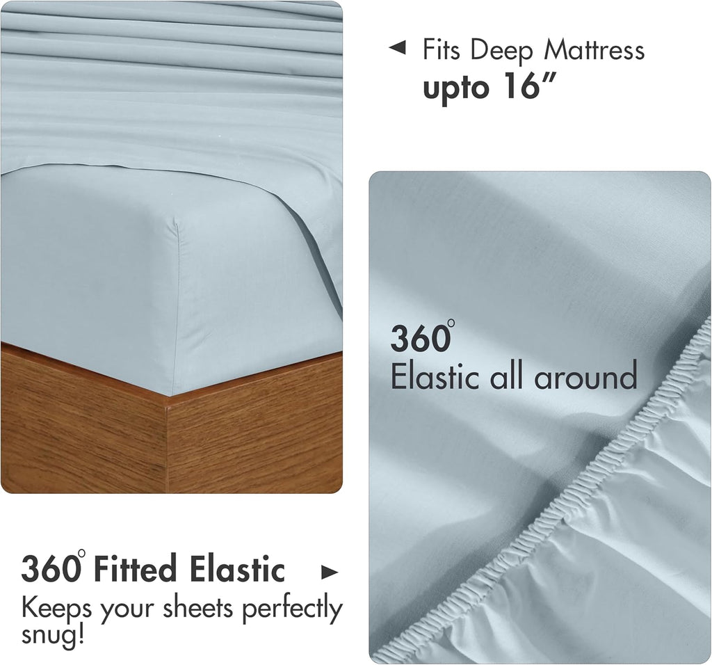 Ruvanti 100% Cotton Percale Sheets King Size 6 Piece Set, Cooling Bed Sheets for Hot Sleepers, Deep Pocket 16”, Breathable Lightweight & Du…