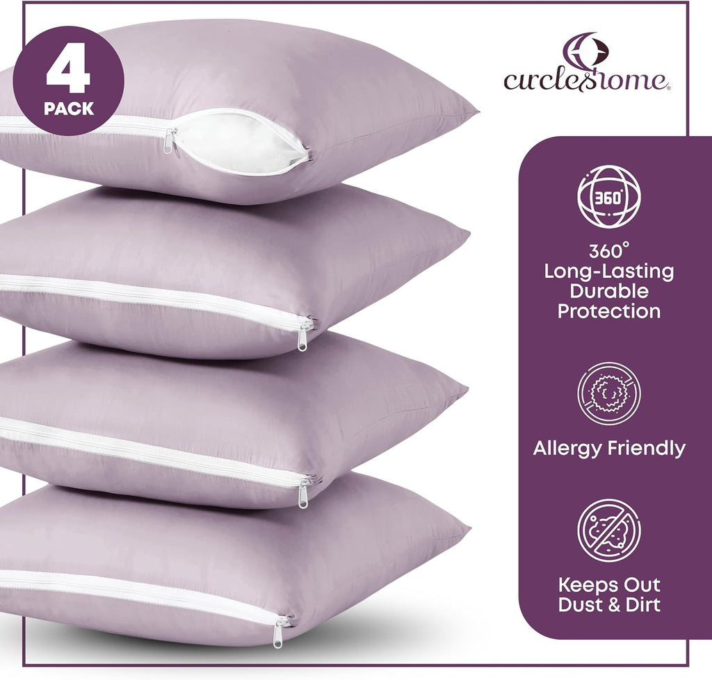 CIRCLESHOME Throw Pillow Protectors - 100% Cotton Breathable Pillowcases - 18 X 18 Square Pillowcases - Protects Pillows from Dirt, Dust…